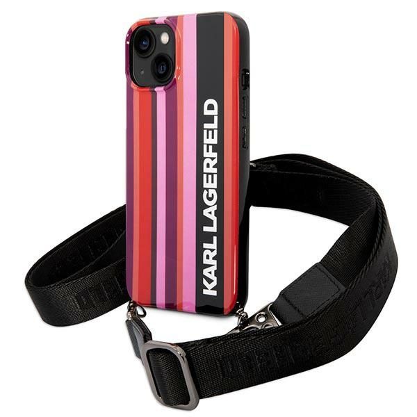 Karl Lagerfeld KLHCP14SSTSTP Hardcase Pink Color Stripes Strap iPhone 14 Tok