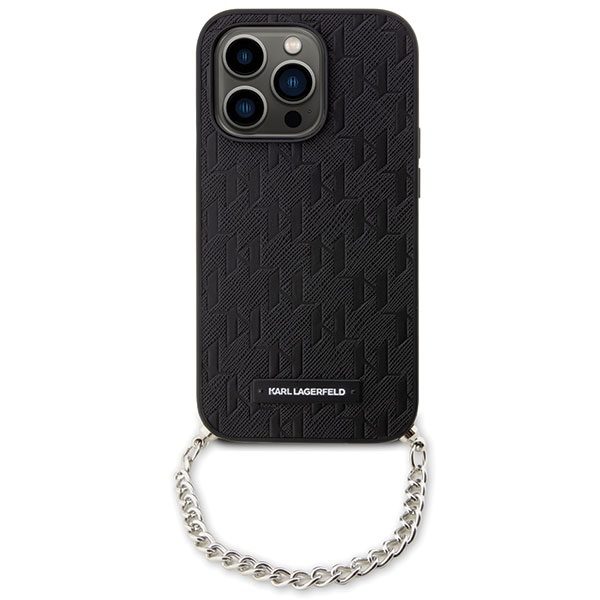Karl Lagerfeld KLHCP14XSACKLHPK Black Hardcase Saffiano Monogram Chain iPhone 14 Pro Max Tok