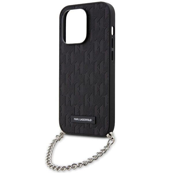 Karl Lagerfeld KLHCP14XSACKLHPK Black Hardcase Saffiano Monogram Chain iPhone 14 Pro Max Tok