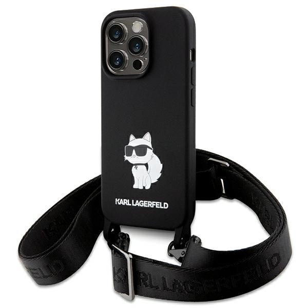 Karl Lagerfeld KLHCP15LSCBSCNK Hardcase Black Crossbody Silicone Choupette iPhone 15 Pro Tok