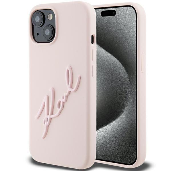 Karl Lagerfeld KLHCP15SSKSBMCP Pink Hardcase Silicone Karl Script iPhone 15 Tok