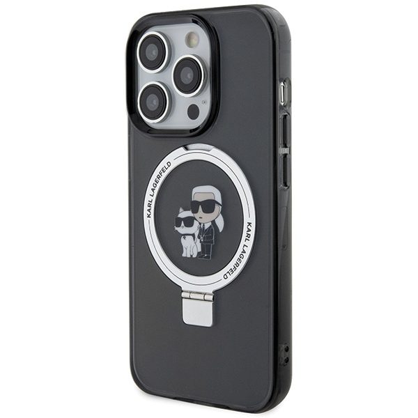 Karl Lagerfeld KLHMP13LHMRSKCK Black Hardcase Ring Stand Karl&Choupettte Magsafe iPhone 13 Pro Tok