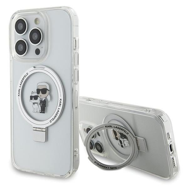 Karl Lagerfeld KLHMP14LHMRSKCH White Hardcase Ring Stand Karl&Choupettte Magsafe iPhone 14 Pro Tok