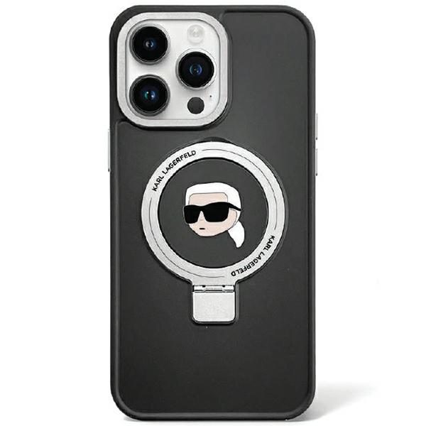 Karl Lagerfeld KLHMP15LHMRSKHK Black Hardcase Ring Stand Karl Head MagSafe iPhone 15 Pro Tok