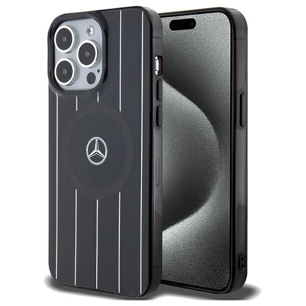 Mercedes MEHMP15L23HRSK Black Hardcase Double Layer Crossed Lines Magsafe iPhone 15 Pro Tok