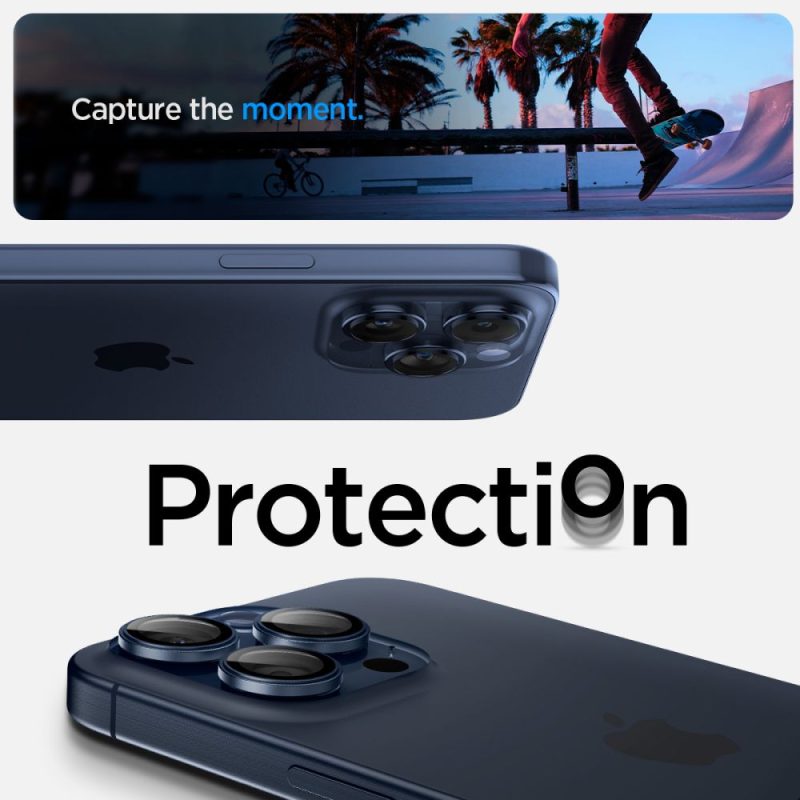 Spigen Optik.tr ”ez Fit” Camera Protector 2-pack Blue Titanium iPhone 15 Pro Max/15 Pro/14 Pro Max/14 Pro