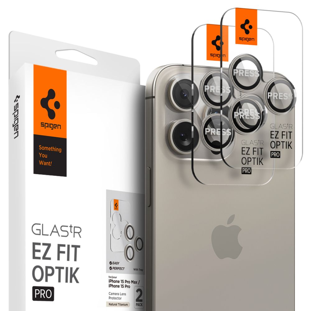 Spigen Optik.tr ”ez Fit” Camera Protector 2-pack Natural Titanium iPhone 15 Pro Max/15 Pro/14 Pro Max/14 Pro