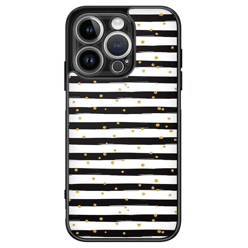 Stripes Arany Fekete Fehér iPhone 13 Pro Max Tok
