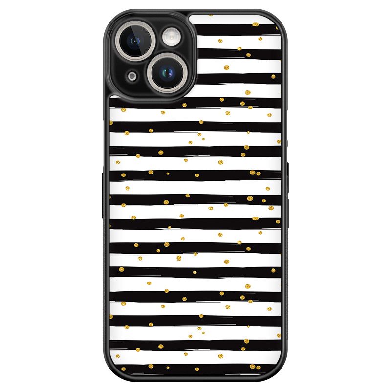 Stripes Arany Fekete Fehér iPhone 13 Mini Tok