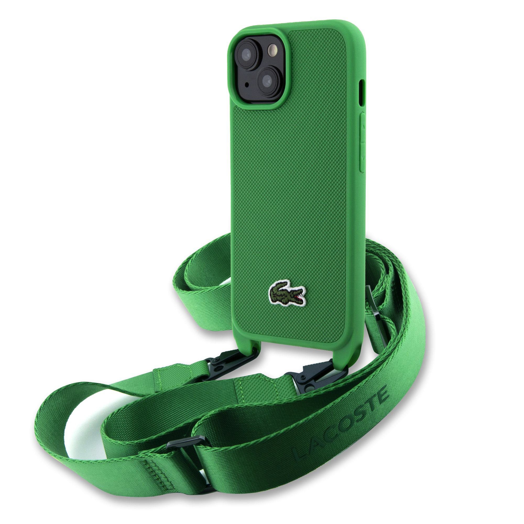 Lacoste Iconic Petit Pique Crossbody Woven Logo Green iPhone 15 Tok