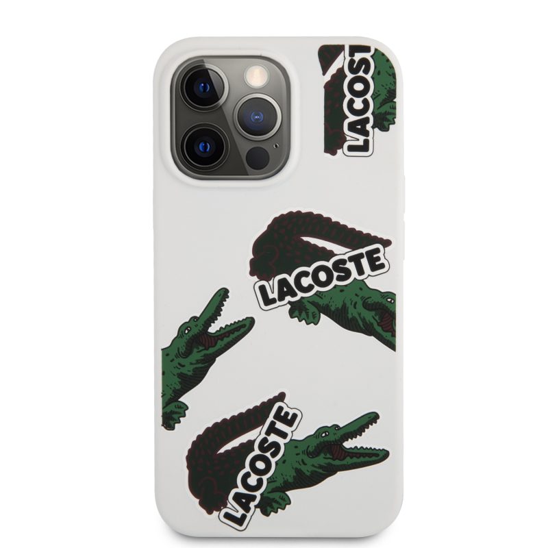 Lacoste Liquid Silicone Allover Pattern White iPhone 13 Pro Max Tok