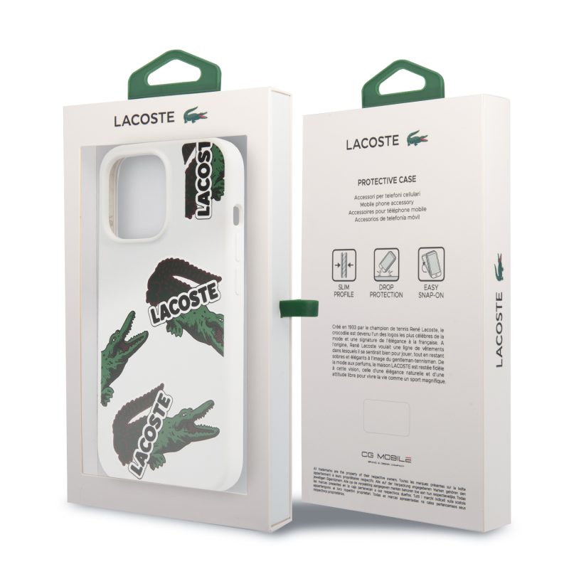 Lacoste Liquid Silicone Allover Pattern White iPhone 13 Pro Max Tok