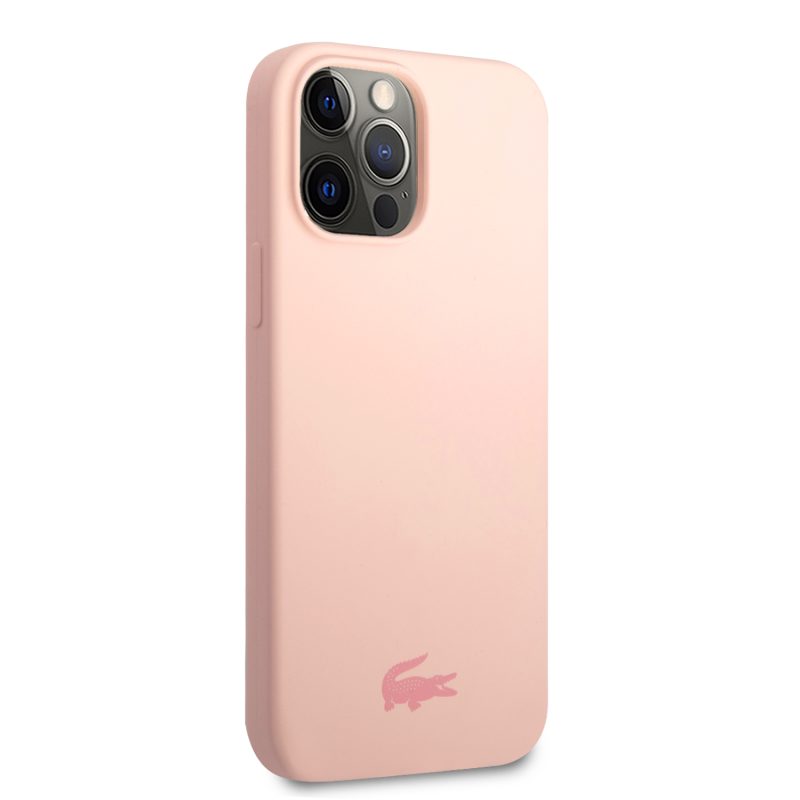 Lacoste Liquid Silicone Glossy Printing Logo Pink iPhone 13 Pro Max Tok
