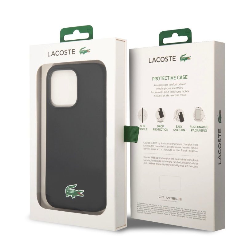 Lacoste Liquid Silicone Microfiber Croc Logo MagSafe Black iPhone 15 Pro Max Tok
