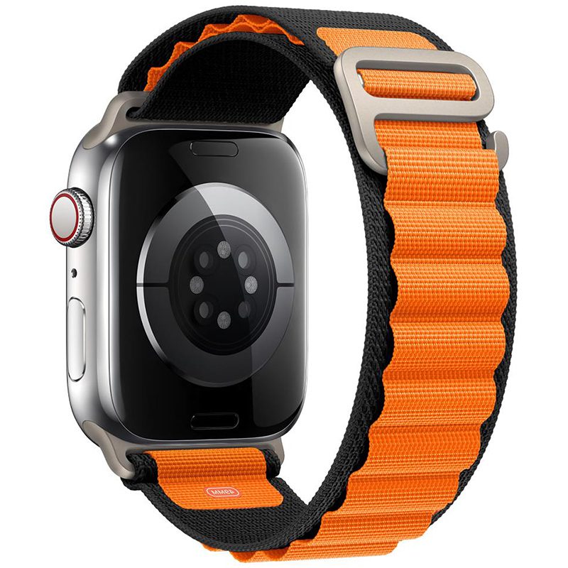 Alpina Szíj Apple Watch 45/44/42/Ultra Black Orange