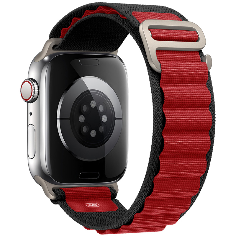 Alpina Szíj Apple Watch 45/44/42/Ultra Black Red