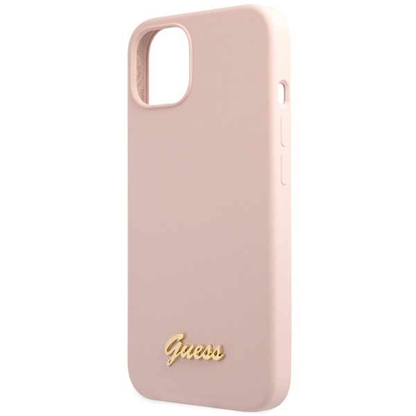 Guess GUHCP13MLSLMGLP Light Pink Hardcase Silicone Script Gold Logo iPhone 13 Tok