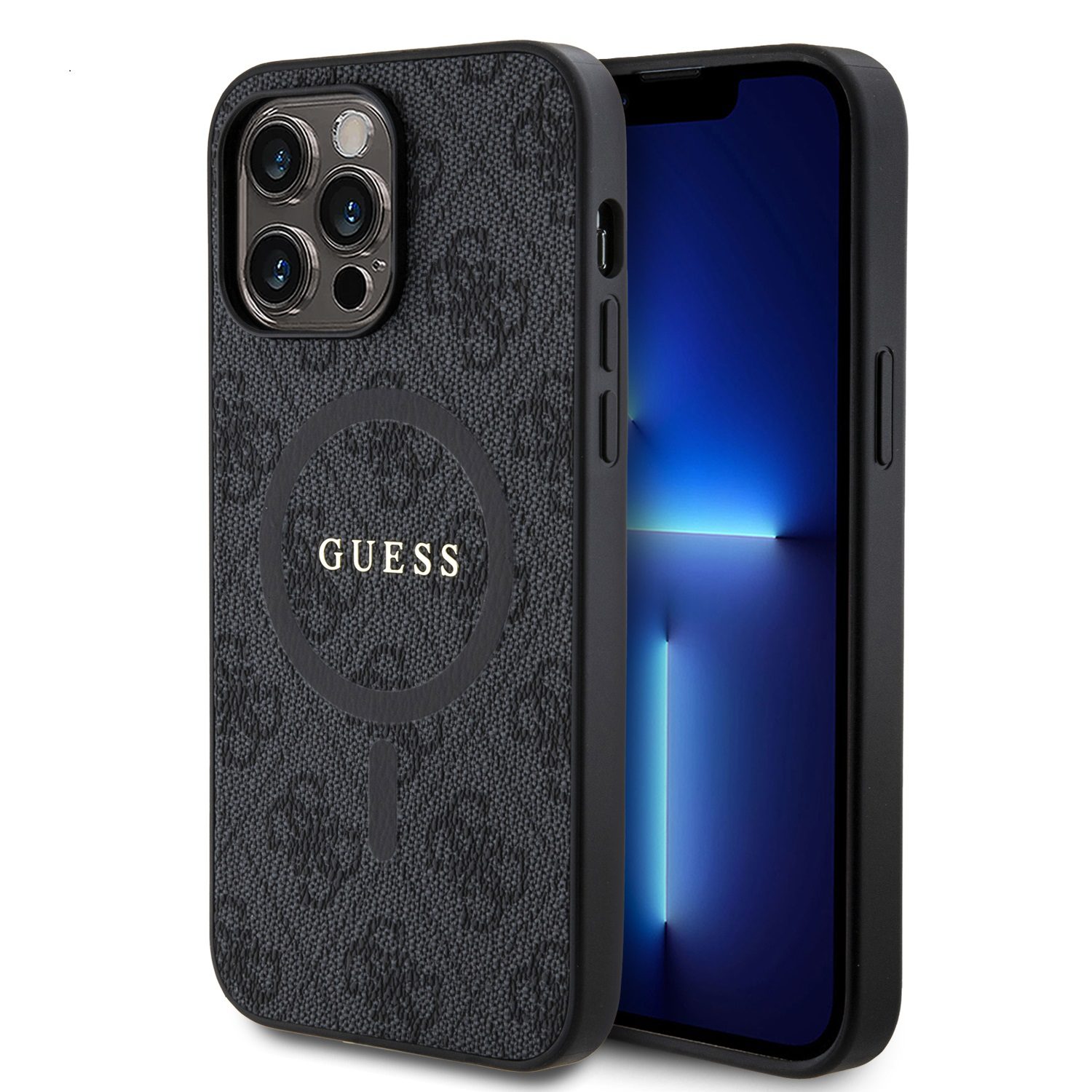 Guess PU Leather 4G Colored Ring MagSafe Black iPhone 14 Pro Max Tok