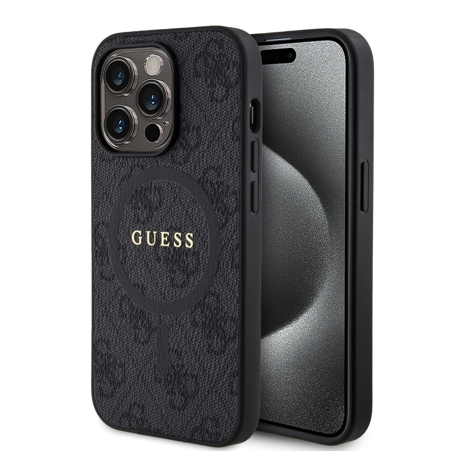 Guess PU Leather 4G Colored Ring MagSafe Black iPhone 14 Pro Tok