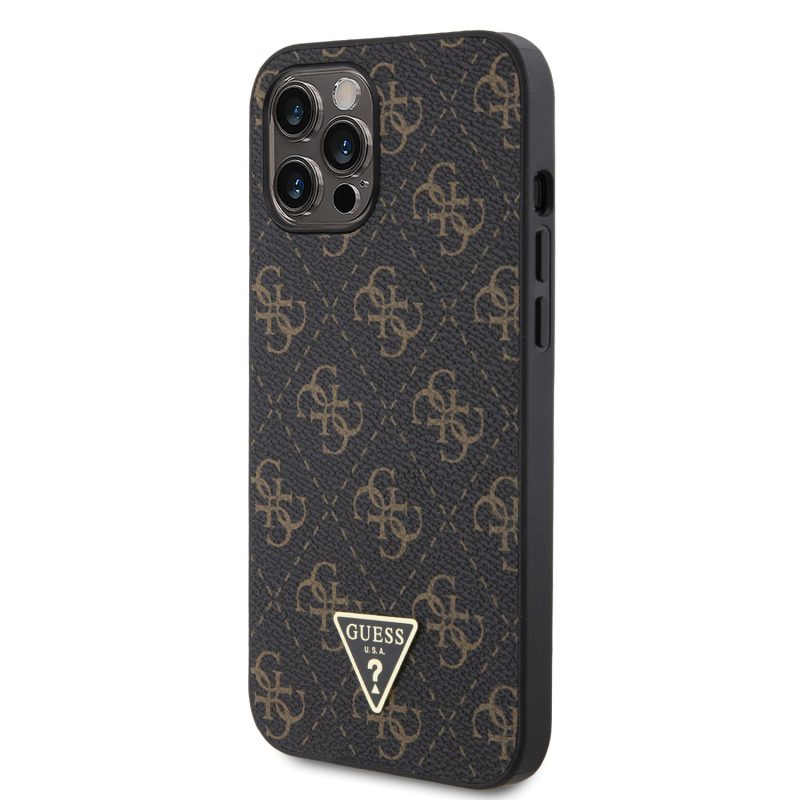 Guess PU Leather 4G Triangle Metal Logo Black iPhone 12 Pro Max Tok