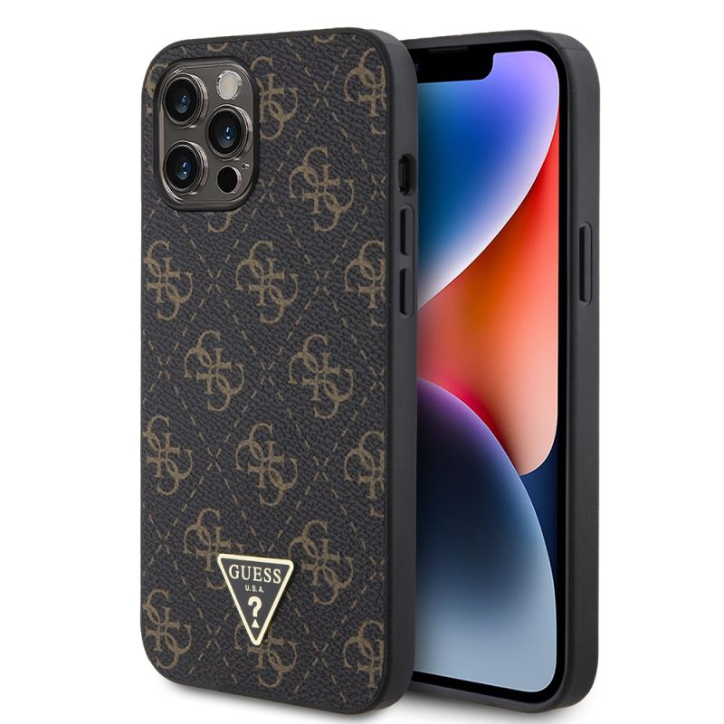 Guess PU Leather 4G Triangle Metal Logo Black iPhone 12 Pro Max Tok