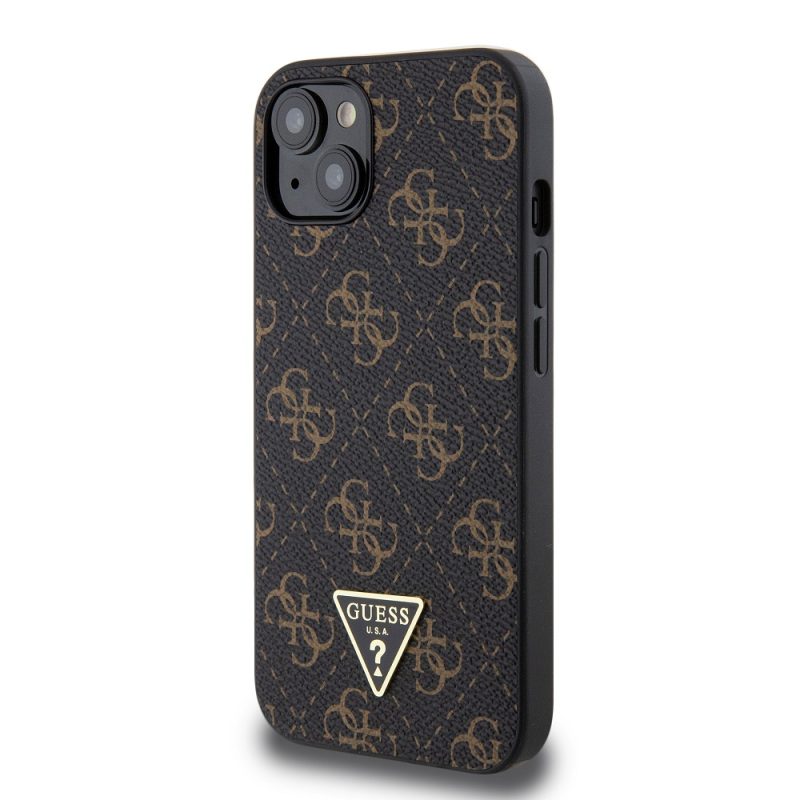 Guess PU Leather 4G Triangle Metal Logo Black iPhone 13 Tok