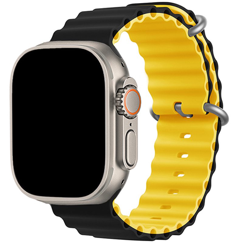 Ocean Szíj Apple Watch 45/44/42/Ultra Black Yellow