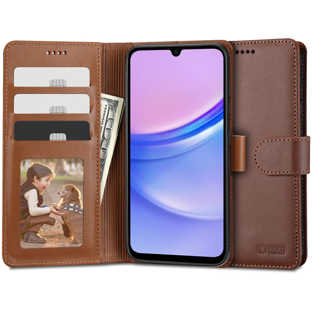 Tech-Protect Wallet Brown Samsung Galaxy A15 Tok