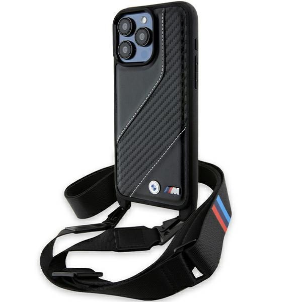 BMW BMHCP15L23PSCCK Black Hardcase M Edition Carbon Stripe & Strap iPhone 15 Pro Tok