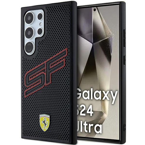 Ferrari FEHCS24LPINK Black HardCase Big SF Perforated Samsung Galaxy S24 Ultra Tok
