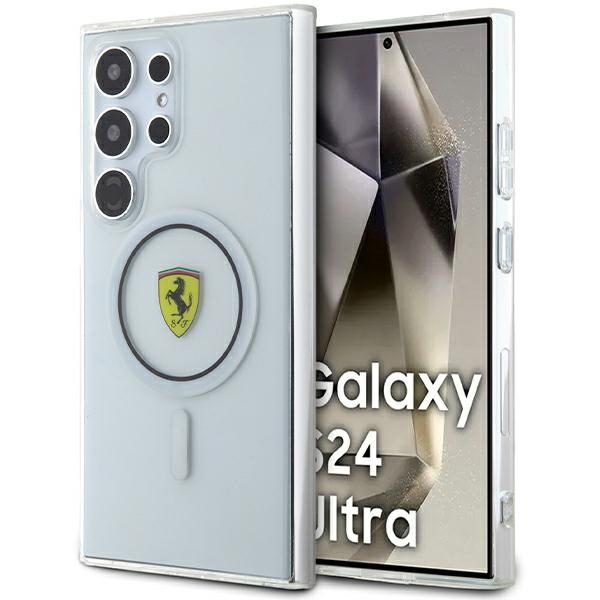 Ferrari FEHMS24LU3CLK Black Hardcase IML Transp Inner Circle Line MagSafe Samsung Galaxy S24 Ultra Tok