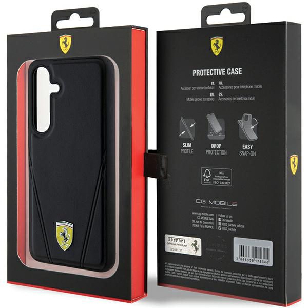 Ferrari FEHMS24SP3BAK Black HardCase Hot Stamp V Lines MagSafe Samsung Galaxy S24 Tok