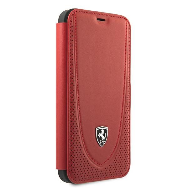 Ferrari FEOGOFLBKP12LRE Red Book Off Track Perforated iPhone 12 Pro Max Tok
