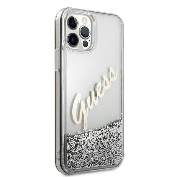 Guess GUHCP12LGLVSSI Silver Hardcase Glitter Vintage Script iPhone 12 Pro Max Tok