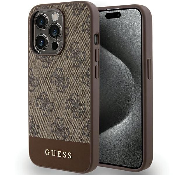 Guess GUHCP15LG4GLBR Brown HardCase 4G Stripe Collection iPhone 15 Pro Tok