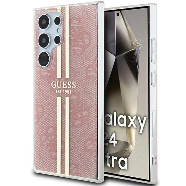 Guess GUHCS24LH4PSEGP Pink Hardcase IML 4G Gold Stripe Samsung Galaxy S24 Ultra Tok