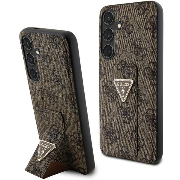 Guess GUHCS24SPGS4TDW S921 Brown Hardcase Grip Stand 4G Triangle Strass Samsung Galaxy S24 Tok