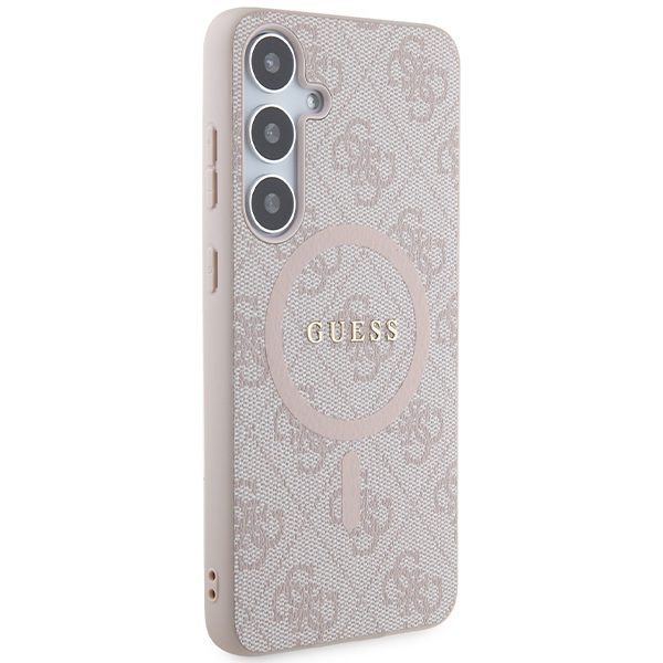Guess GUHMS24MG4GFRP Pink Hardcase 4G Collection Leather Metal Logo MagSafe Samsung Galaxy S24 Plus Tok