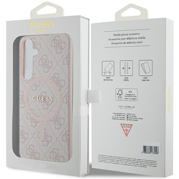 Guess GUHMS24MG4GFRP Pink Hardcase 4G Collection Leather Metal Logo MagSafe Samsung Galaxy S24 Plus Tok
