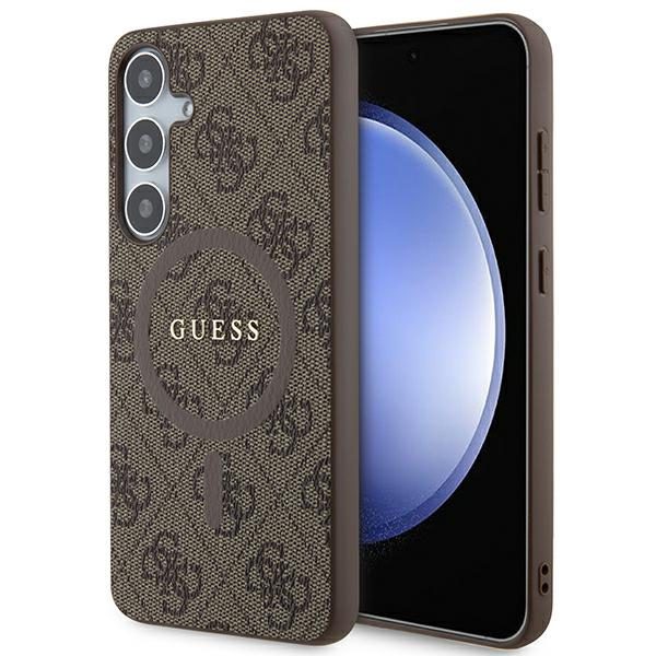 Guess GUHMS24MG4GFRW Brown Hardcase 4G Collection Leather Metal Logo MagSafe Samsung Galaxy S24 Plus Tok