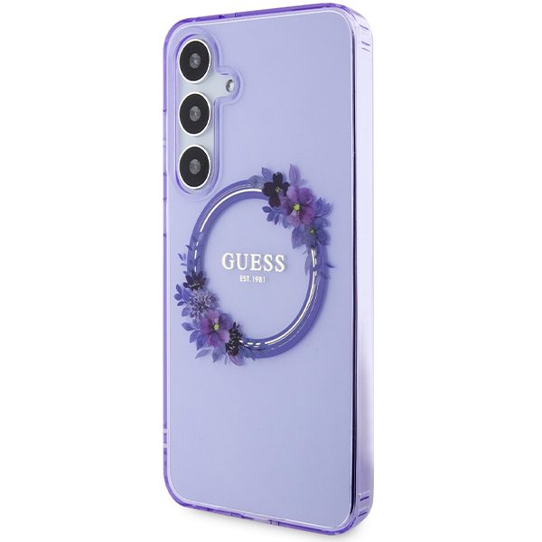 Guess GUHMS24MHFWFCU Purple Hardcase IML Flowers Wreath MagSafe Samsung Galaxy S24 Plus Tok