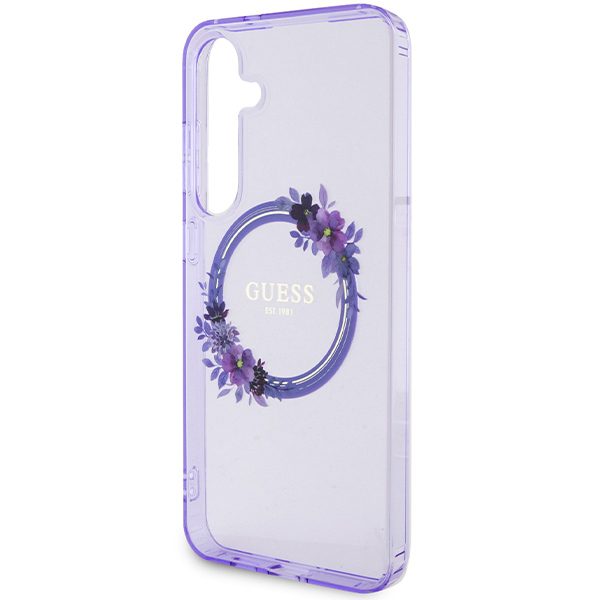 Guess GUHMS24MHFWFCU Purple Hardcase IML Flowers Wreath MagSafe Samsung Galaxy S24 Plus Tok