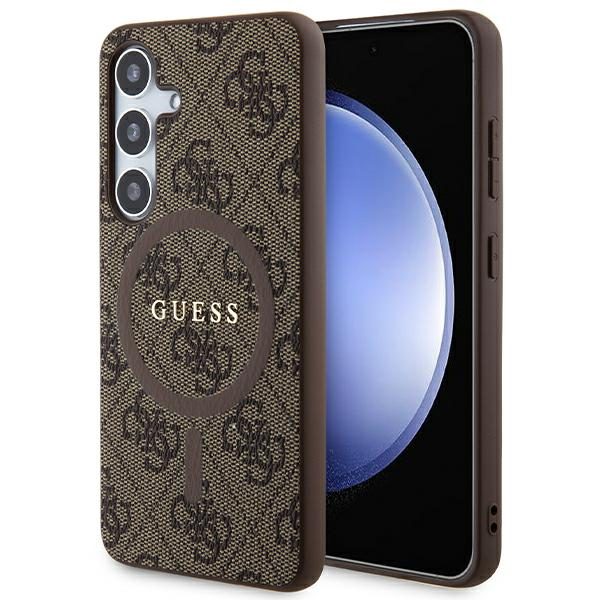 Guess GUHMS24SG4GFRW Brown Hardcase 4G Collection Leather Metal Logo MagSafe Samsung Galaxy S24 Tok