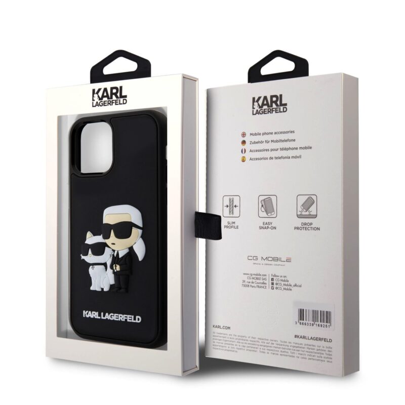 Karl Lagerfeld 3D Rubber Karl and Choupette Black iPhone 12/12 Pro Tok