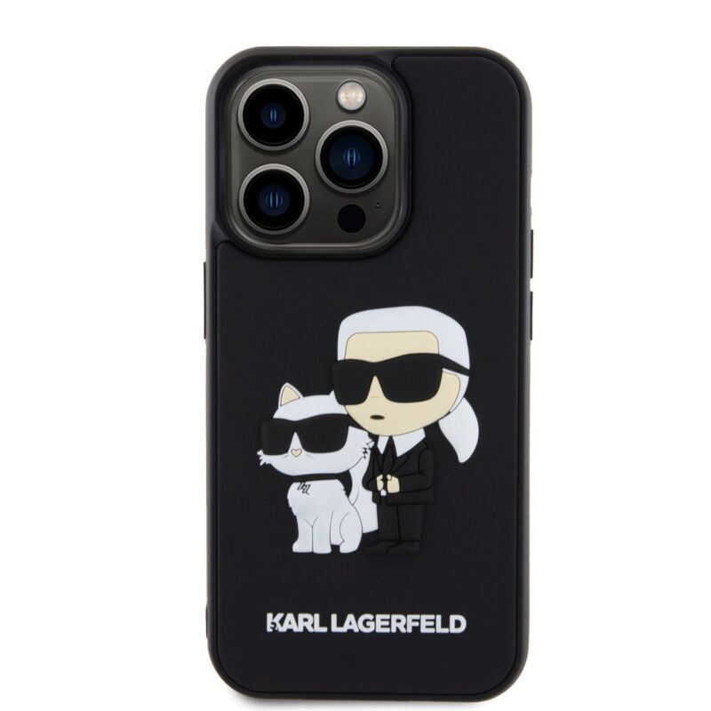 Karl Lagerfeld 3D Rubber Karl and Choupette Black iPhone 13 Pro Tok