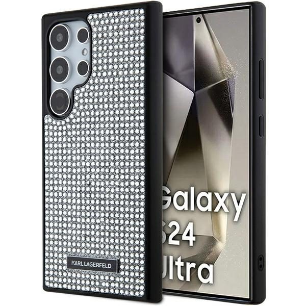 Karl Lagerfeld KLHCS24LHDSPRS Hardcase Silver Rhinestone Metal Logo Samsung Galaxy S24 Ultra Tok