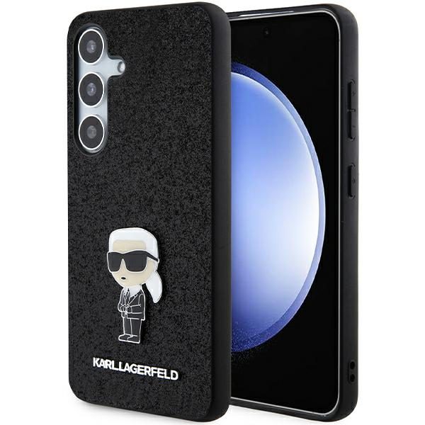 Karl Lagerfeld KLHCS24MGKNPSK Black Hardcase Fixed Glitter Ikonik Logo Metal Pin Samsung Galaxy S24 Plus Tok