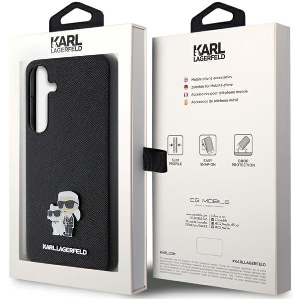 Karl Lagerfeld KLHCS24MPSAKCMPK S926 Hardcase Black Saffiano Karl & Choupette Metal Pin Samsung Galaxy S24 Plus Tok