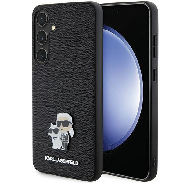 Karl Lagerfeld KLHCS24MPSAKCMPK S926 Hardcase Black Saffiano Karl & Choupette Metal Pin Samsung Galaxy S24 Plus Tok