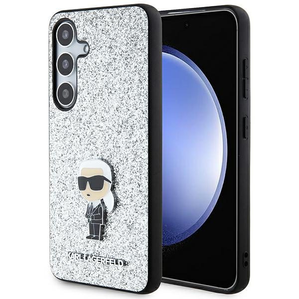 Karl Lagerfeld KLHCS24SGCNPSG Silver Hardcase Fixed Glitter Ikonik Logo Metal Pin Samsung Galaxy S24 Tok